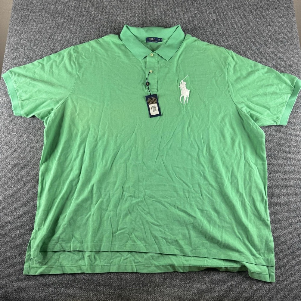 Polo Ralph Lauren Shirt Mens 6XB Green Short Sleeve Big Pony Cotton Logo